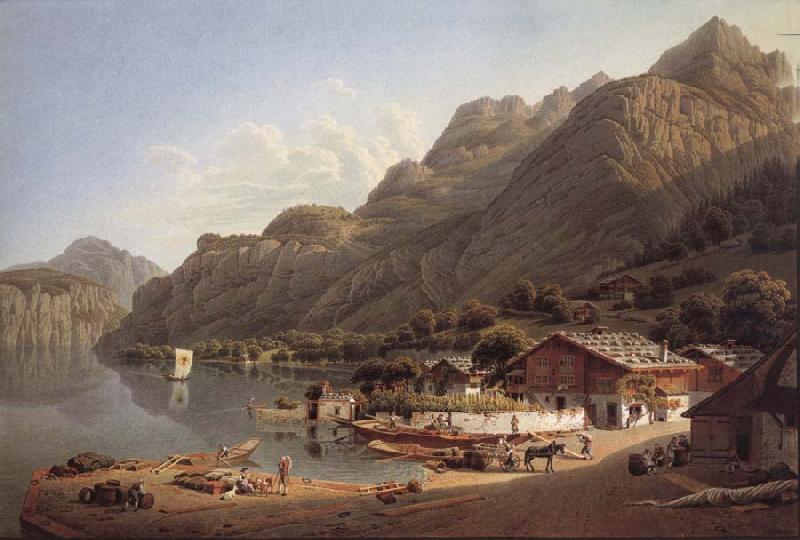 Gabriel Lory fils Vue of Fluhlen, in Suisse Germany oil painting art